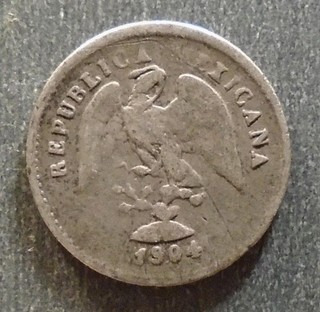 Mexico Silver 5 Centavos 1904Zs Z toned