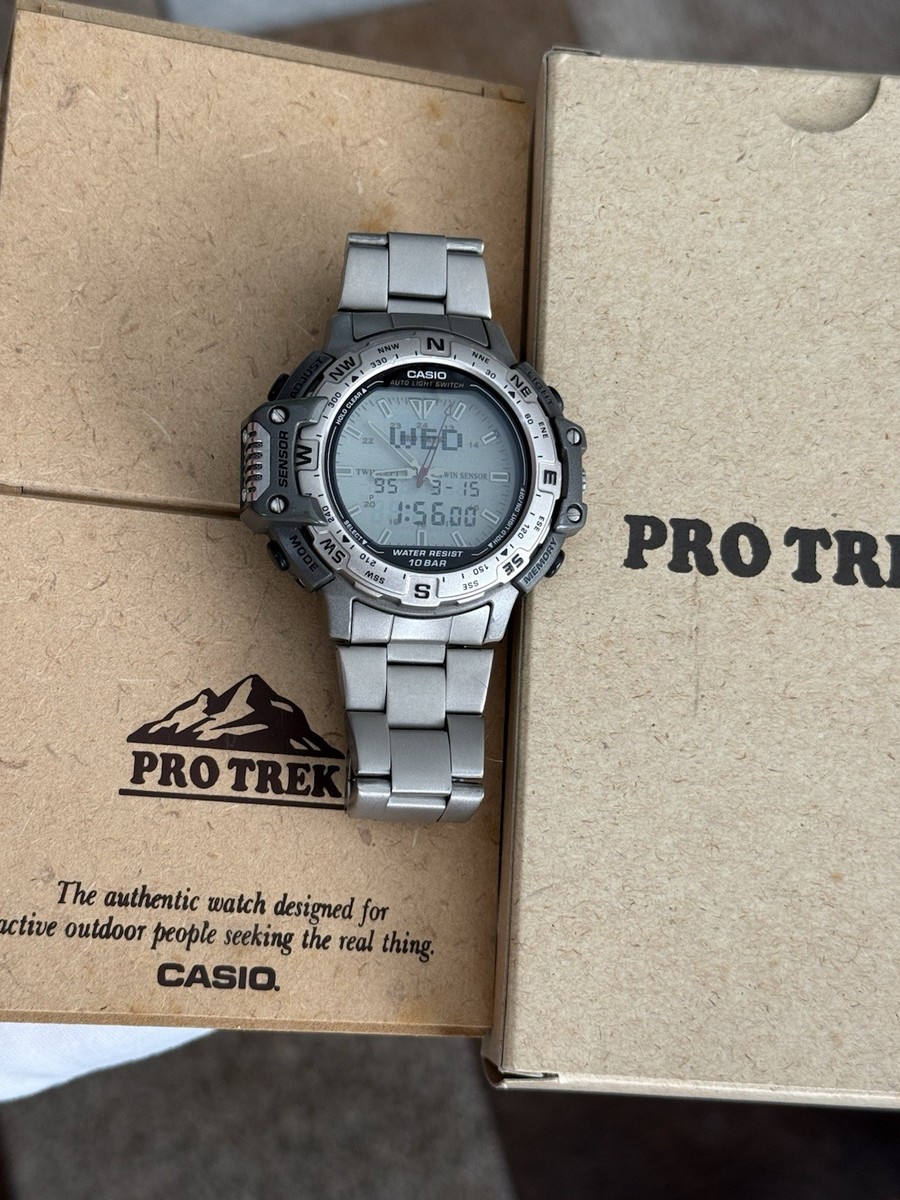 Rare Vintage Casio Pro Trek Twincept PRT-500 Titanium Ana-Digi