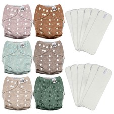 3.0 Cloth Diapers for Babies with AWJ Lining, 6 Pack with 12 5-Layer Bboo No ...
