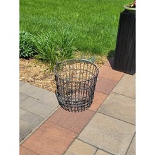 Cesta de alambre vintage patata o huevo, cocina de granja, país primitivo