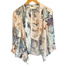 Chico's Paisley Printed Linen Open Front Jacket - size 2 Large 