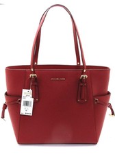 NEW Auth. MICHAEL KORS VOYAGER Saffiano Leather EW Shoulder Tote Flame Red/Gold