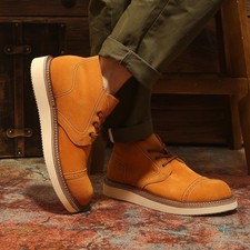 Men Boots Genuine Leather Boots Anti Slip Retro Suede Leather Casual Plush Shoes