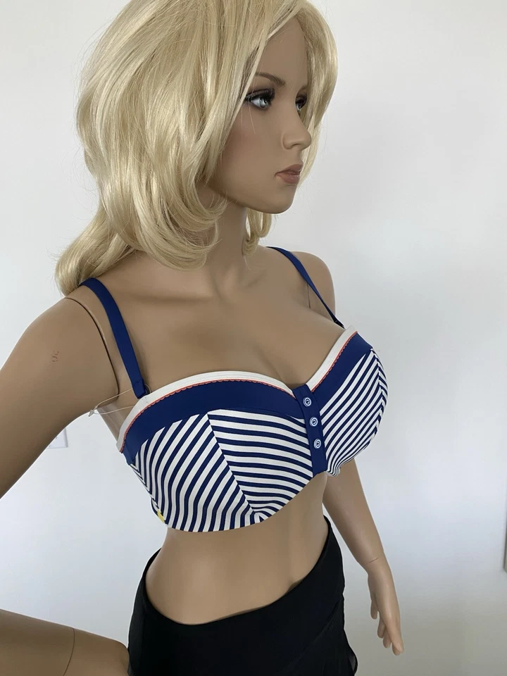 Top de natación de bikini Panache 36FF (Reino Unido) 36H (Estados Unidos) Lucille CW0063 azul marino UW Padd Cup Foto 2 de 4