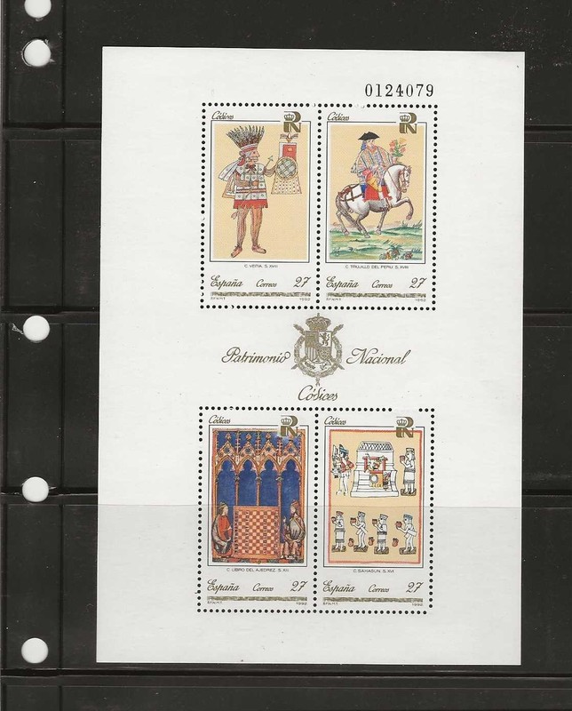 SPAIN BOOK OF CHESS MINI SHEET (4) WITH SEVERAL INCOMPLETE PERFS. 1992