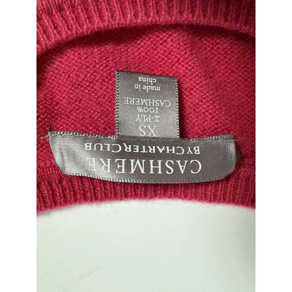 Suéter Charter Club Cashmere Para Mujer XS Rosa Frambuesa Cuello Redondo Pullover Foto 4 de 4