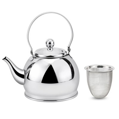 1qt Haus Roland Teapot Stainless Steel Kettle w/ Strainer Infuser Silver Tea Pot