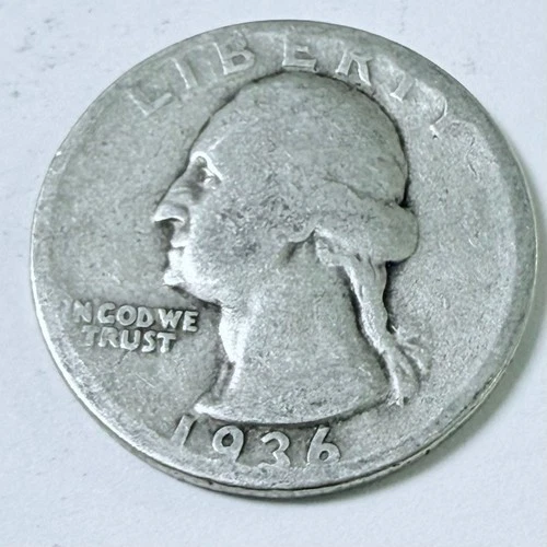 1936 Washington Quarter 90% Silver Circulated Coin Free Shipping #7678
