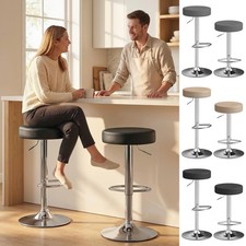 Bar Stools Set of 2,  PU Leather Swivel Barstools for Kitchen Island Refurbished