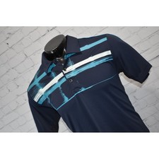 Adidas Golf Polo Shirt Mens Medium Navy Blue ClimaCool Graphic Print Polyester