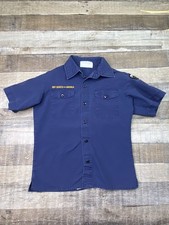 Boy Scouts of America BSA Youth Shirt Blue Medium Patches Short Sleeve WI IL