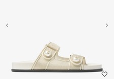 Sandali Jimmy Choo $ 850 champagne metallizzati in pelle verniciata con perle 37,5