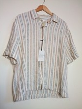 Abercrombie & Fitch Linen Blend Cropped Shirt New Mens Medium Striped BNWT