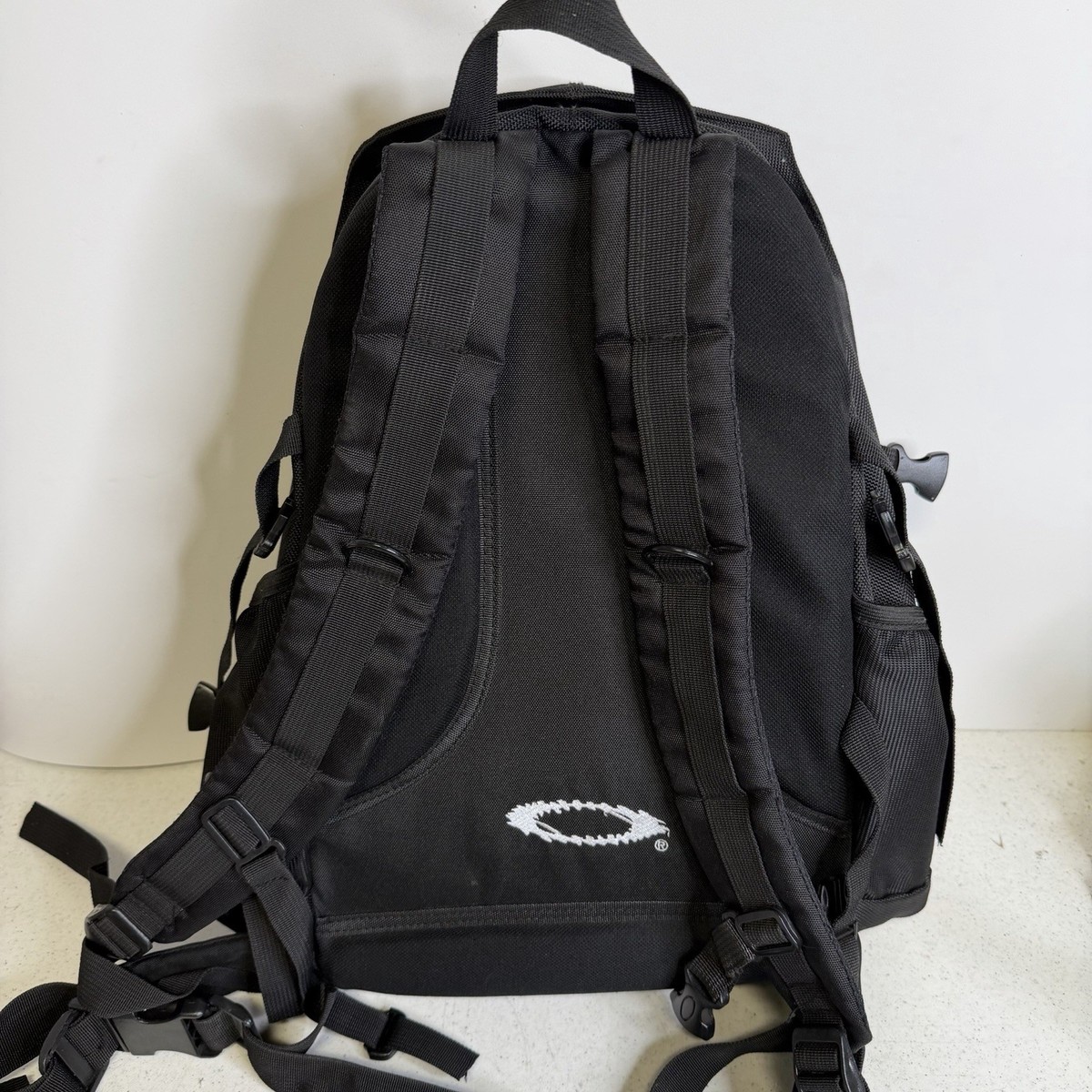 Vintage Oakley Big Logo Backpack Black Y2K Book Bag Tactical Style