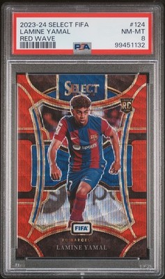 2023-24 PANINI SELECT FIFA RED WAVE #124 LAMINE YAMAL 68/149 PSA 8