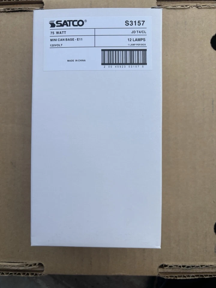 12 Pack S3157 Bulb 75W 120V T4 / CL Mini Candelabra E11 Clear 2900K - Image 2 of 4