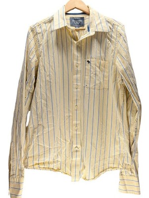 Abercrombie & Fitch Shirt XL Muscle Fit Striped Yellow Blue