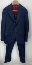 Brunello Cucinelli Mens Navy Blue Wool Notch Lapel Single Breasted Suit sz 50