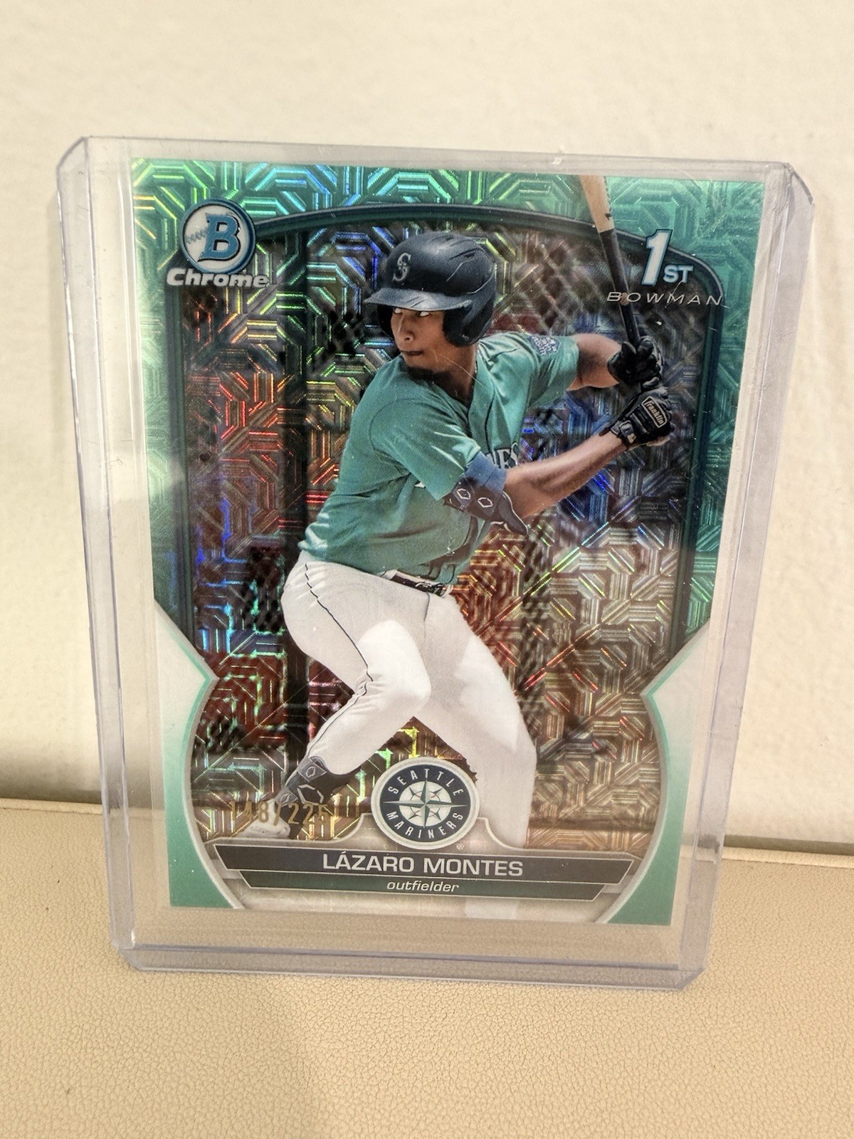 2023 Bowman Chrome Prospects Lazaro Montes #BCP-58 Aqua Mojo Refractor /225 (RC)