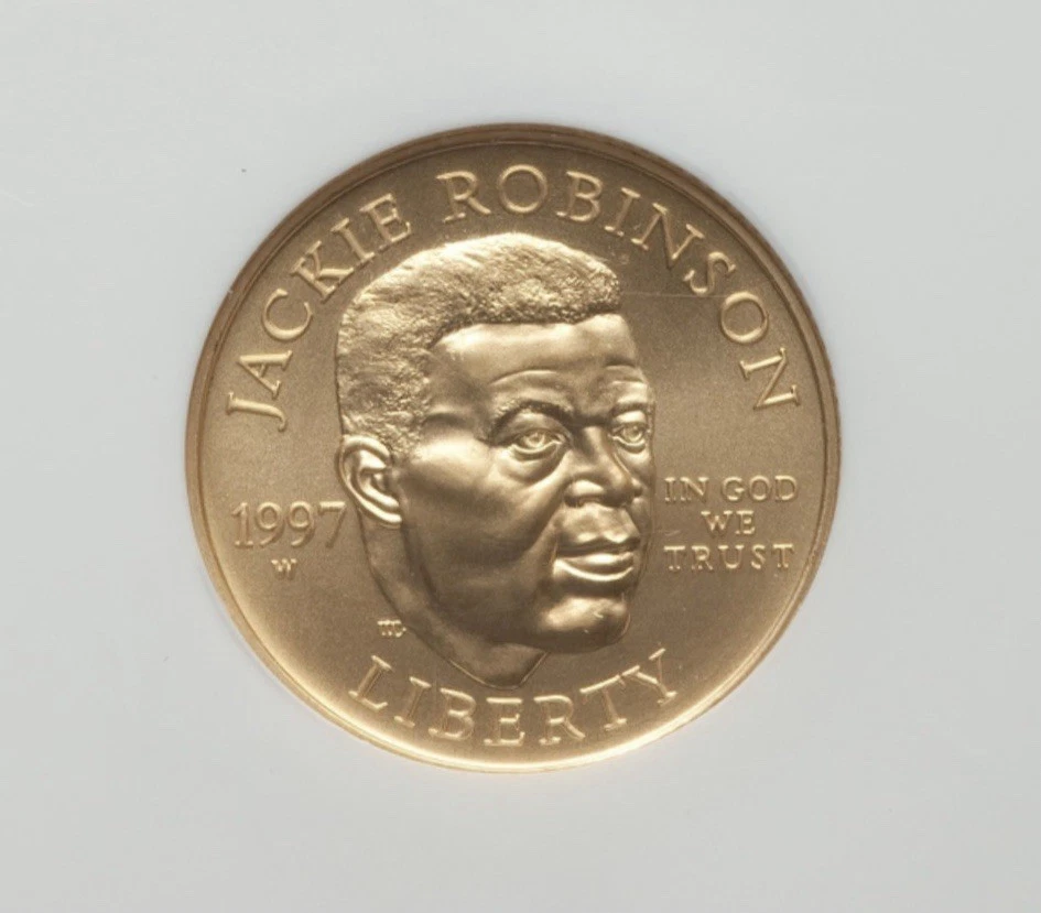 1997-W $5 Jackie Robinson Gold Commemorative NGC MS69 - Image 3 of 4