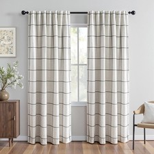100 Blackout Plaid Farmhouse Linen Curtains 84 Inch Long for Living Room Dou...