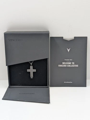 VINCERO COLLECTIVE STEALTH CROSS PENDANT AND CHAIN