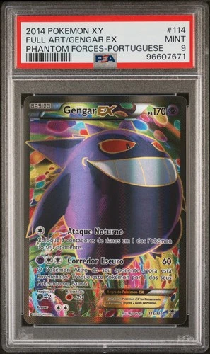 2014 POKEMON XY PHANTOM FORCES PORTUGUESE #114 FULL ART/GENGAR EX PSA 9