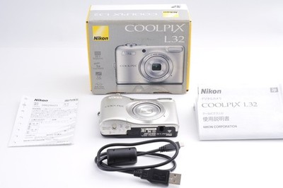 Nikon Coolpix L32 Silver 20.1MP 5x Zoom Compact Digital Camera w