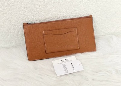 NWT Coach Pebble Leather Zip Phone Wallet CI742G In CANYON
