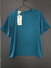 Kathie Lee Womens Vintage Sheer Top Keyhole Neck Size 14 USA Made NWT NOS