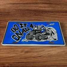 DO IT ON ALL 4s Off Road 4x4 Truck License Metal Plate Vanity Tag KC Black Blue