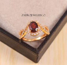 Natural Garnet Ring, 925 Sterling Silver, Wedding Ring, Anniversary Gift Ring