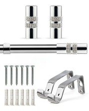 Extendable Curtain Poles with End Finials -1.2m-2.1m/1.6m-3m Diamante
