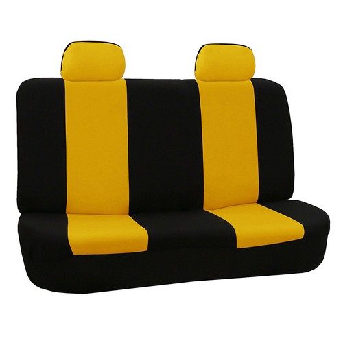 New Full Set Car Seat Cover Front Rear Seat Protect Mat Polyester Fabric Yellow - Picture 3 of 5