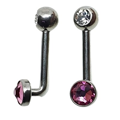 Hangende platte piercing met een gespikkelde bal en heldere cz titaniu – Ashley Piercing Jewelry