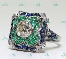 1.30Ct White Round Stone Vintage Art Deco Bezel Set Ring 925 Sterling Silver