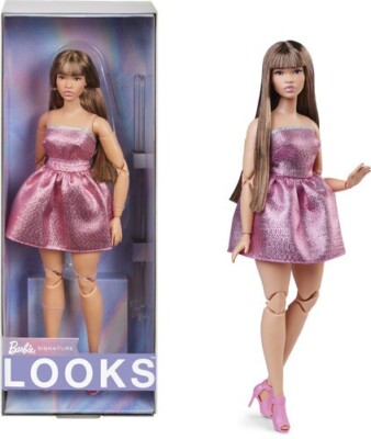 WB Mattel Barbie Looks: Model 24 with Brown Hair, Shimmery Pink