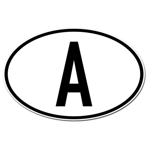 Österreich Länderkennzeichen Aufkleber – 6 Stück, 75 X 50 Mm, Schwarz/weiß, Wasserfest