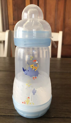MAM Anti-Colic Bottle, Boy, 9 Ounces, 1-Count Blue Cactus Rhino Lion Safari