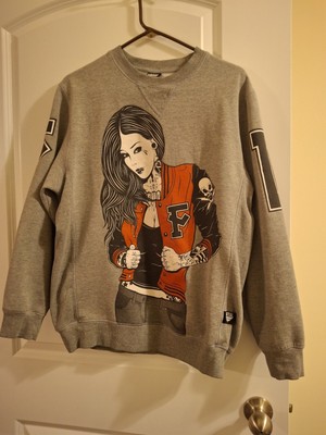 Fatal Clothing FU Tattoo Pierced Woman Gray Graphic Sweater