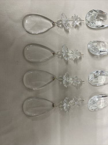 Lot Of 12 Mixed Tear Drop Chandelier Cut Lead Crystal Prism’s Approx 7”x 2” - Picture 7 of 22