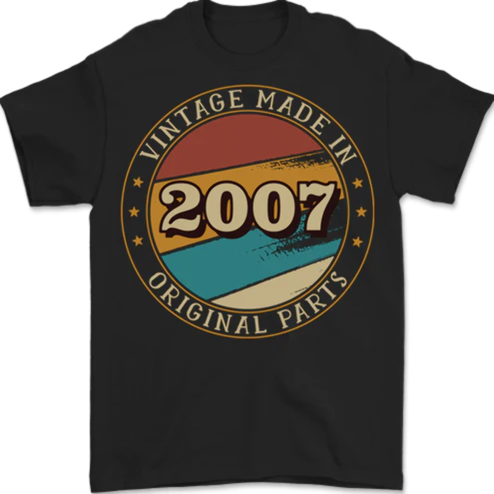 16th Birthday Vintage Made In 2007 Mens T-Shirt 100% Cotton