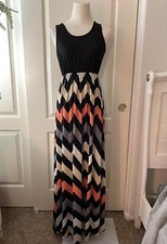 Black and Colored Chevron Sleeveless Maxi Summer Dress
