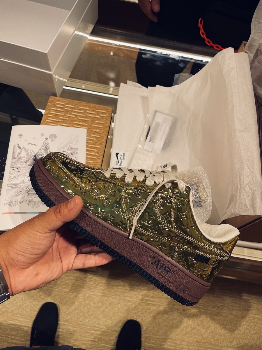 Size 8 - Nike Air Force 1 Low x Louis Vuitton Metallic Gold