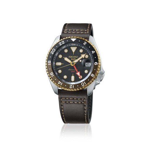 Seiko 5 Sports SKX GMT in Mocha Leather Strap Men's Watch SSK036K1 - 第 1/3 張圖片