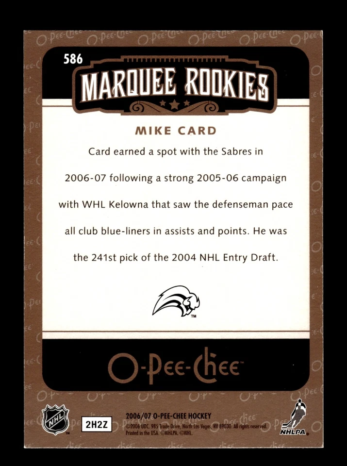 5-01-04 PWE . 2006-07 ud opc o-pee-chee #586 mike card rc rookie - Image 2 of 2