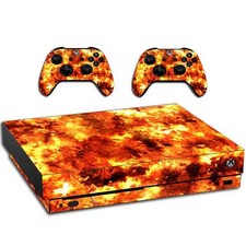VWAQ Fire Pattern Print Skins Designed to Fit Xbox One X Console And Controllers