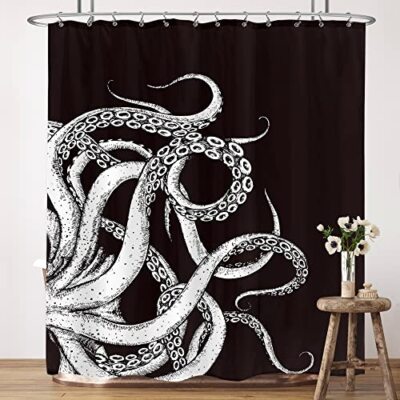 LIGHTINHOME Vintage Kraken Shower Curtain 60Wx72H 60Wx72H, Gaint Octopus 