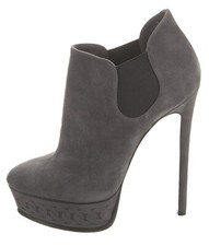 Nib New Casadei Grey Suede Chain Sz 8 Ankle Bootie Boots Shoes