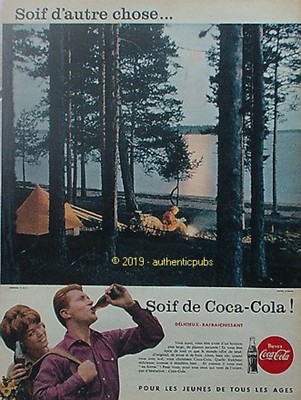 REKLAME COCA COLA DURST NACH ANDERSEM CAMPING SEE VON 1958 FRANZÖSISCH AD PUB VINTAGE